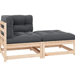 vidaXL Salon de jardin 2 pcs avec coussins Bois de pin massif