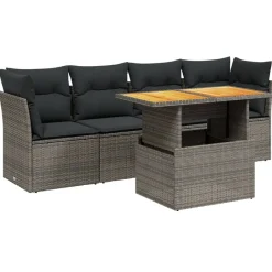 Mobilier De Jardin-vidaXL Salon de jardin 5 pcs avec coussins résine tressée Gris