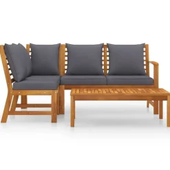 Mobilier De Jardin-vidaXL Salon de jardin 4 pcs avec coussin Bois d'acacia solide Gris foncé