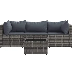 Mobilier De Jardin-vidaXL Salon de jardin 4 pcs avec coussins Résine tressée Gris