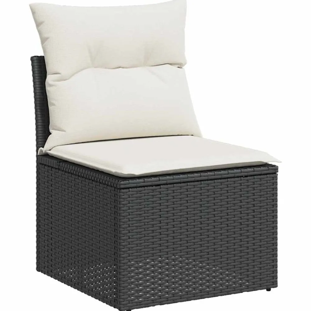 vidaXL Salon de jardin 11 pcs avec coussins noir résine tressée