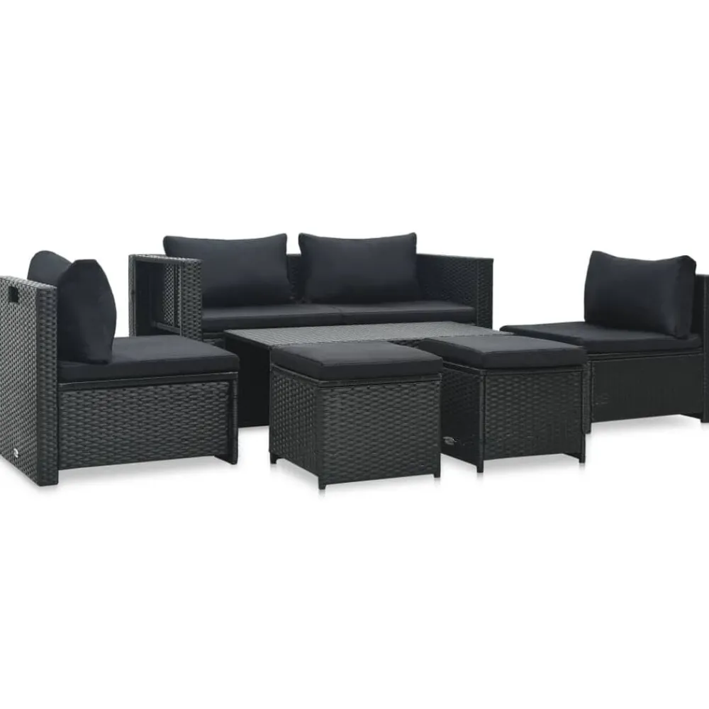 Mobilier De Jardin-vidaXL Salon de jardin 6 pcs avec coussins résine tressée Noir