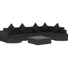 vidaXL Salon de jardin 8 pcs avec coussins résine tressée noir