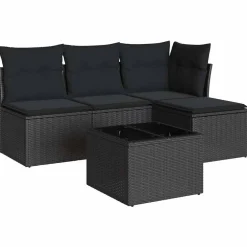 vidaXL Salon de jardin 5 pcs avec coussins résine tressée