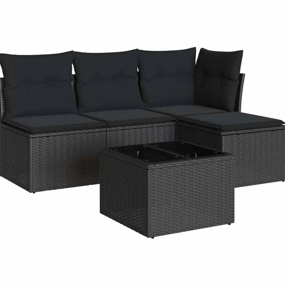 vidaXL Salon de jardin 5 pcs avec coussins résine tressée
