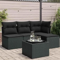 vidaXL Salon de jardin 5 pcs avec coussins résine tressée