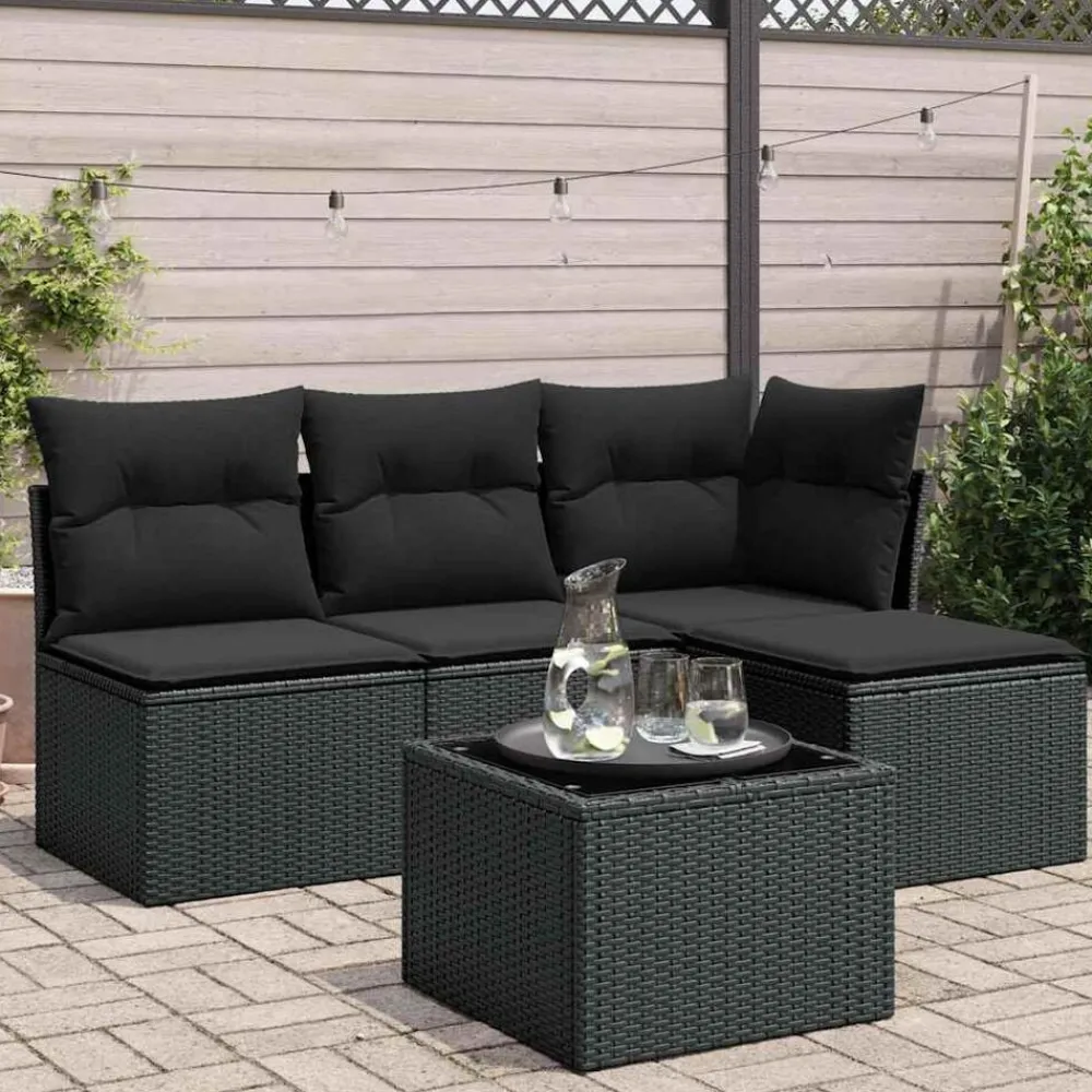 vidaXL Salon de jardin 5 pcs avec coussins résine tressée