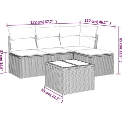 vidaXL Salon de jardin 5 pcs avec coussins résine tressée