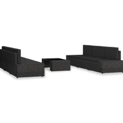 Mobilier De Jardin-vidaXL Salon de jardin 7 pcs Résine tressée Noir