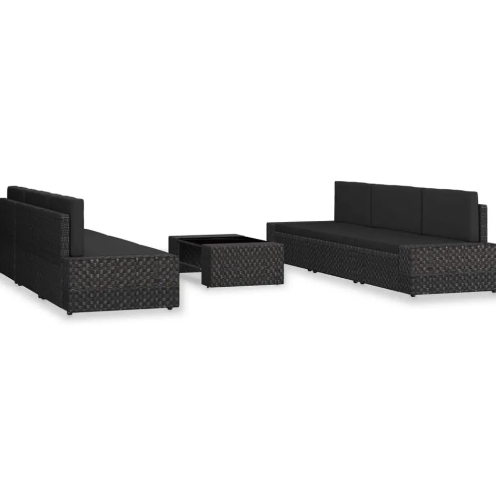Mobilier De Jardin-vidaXL Salon de jardin 7 pcs Résine tressée Noir