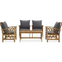 Mobilier De Jardin-vidaXL Salon de jardin 5 pcs avec coussins Bois d'acacia solide Gris foncé