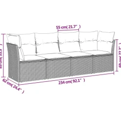 Mobilier De Jardin-vidaXL Salon de jardin 4 pcs avec coussins résine tressée Gris