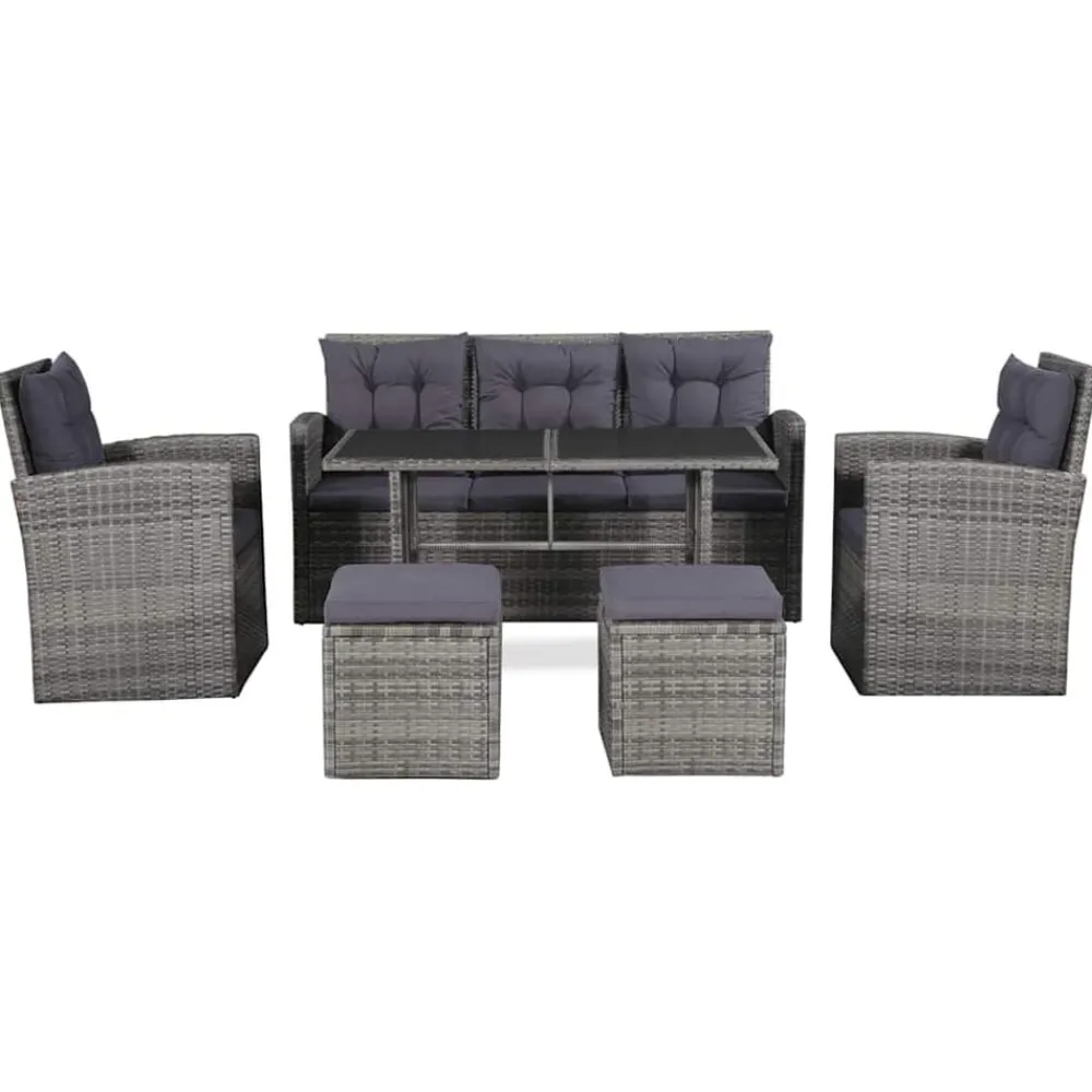 vidaXL Salon de jardin 6 pcs avec coussins résine tressée