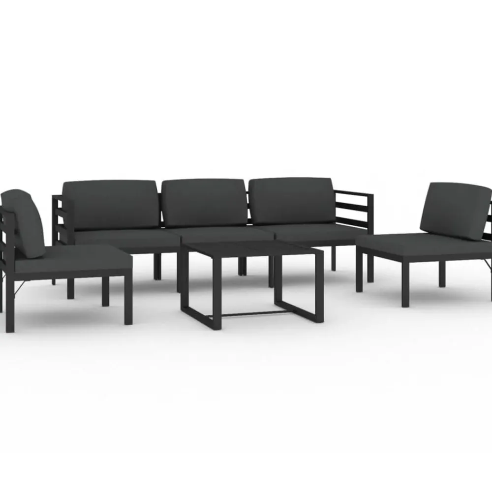 vidaXL Salon de jardin 6 pcs avec coussins Aluminium Anthracite