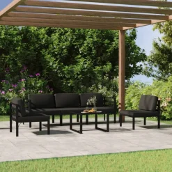 vidaXL Salon de jardin 6 pcs avec coussins Aluminium Anthracite