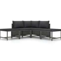 vidaXL Salon de jardin 5 pcs avec coussins Résine tressée