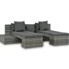 vidaXL Salon de jardin 4 pcs avec coussins Résine tressée Gris