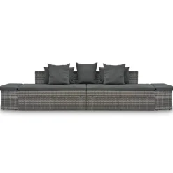 vidaXL Salon de jardin 4 pcs avec coussins Résine tressée Gris