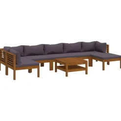 vidaXL Salon de jardin 8 pcs avec coussin Bois d'acacia solide