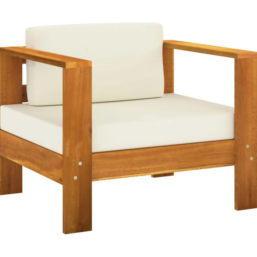 Mobilier De Jardin-vidaXL Salon de jardin 10 pièces avec coussins 100 x 60 cm Bois d'acacia Crème