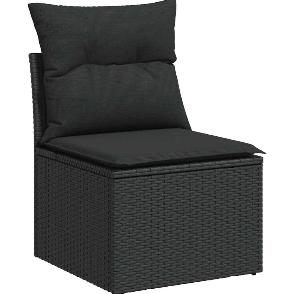 Mobilier De Jardin-vidaXL Salon de jardin 7 pcs avec coussins résine tressée Noir