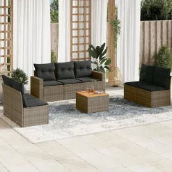 vidaXL Salon de jardin 8 pcs avec coussins résine tressée