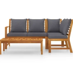 Mobilier De Jardin-vidaXL Salon de jardin 4 pcs avec coussin Bois d'acacia solide Gris foncé