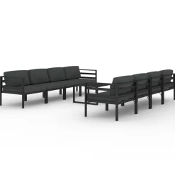 vidaXL Salon de jardin 9 pcs avec coussins Aluminium Anthracite