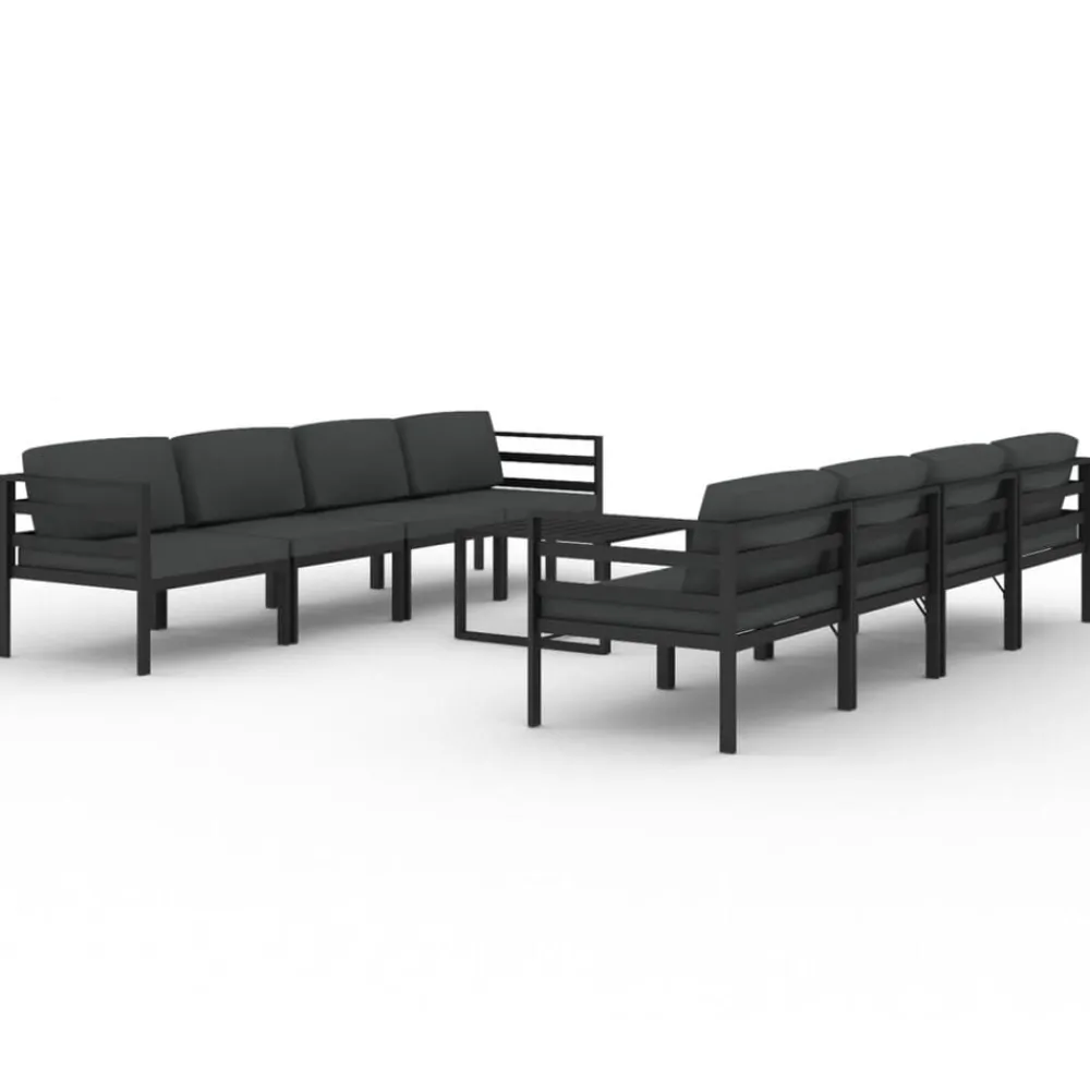 vidaXL Salon de jardin 9 pcs avec coussins Aluminium Anthracite