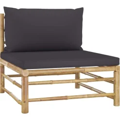 Mobilier De Jardin-vidaXL Salon de jardin 4 pcs avec coussins bambou Gris foncé