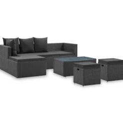 vidaXL Salon de jardin 4 pcs avec coussins Résine tressée
