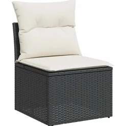 vidaXL Salon de jardin 5 pcs avec coussins noir résine tressée