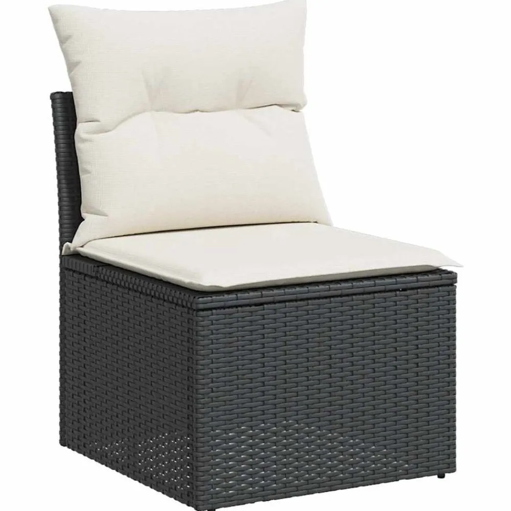 vidaXL Salon de jardin 5 pcs avec coussins noir résine tressée