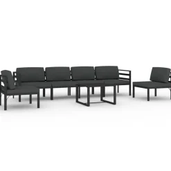 Mobilier De Jardin-vidaXL Salon de jardin 7 pcs avec coussins Aluminium Anthracite