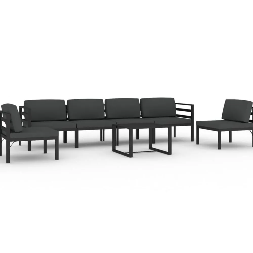Mobilier De Jardin-vidaXL Salon de jardin 7 pcs avec coussins Aluminium Anthracite