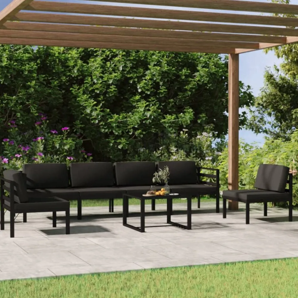 Mobilier De Jardin-vidaXL Salon de jardin 7 pcs avec coussins Aluminium Anthracite
