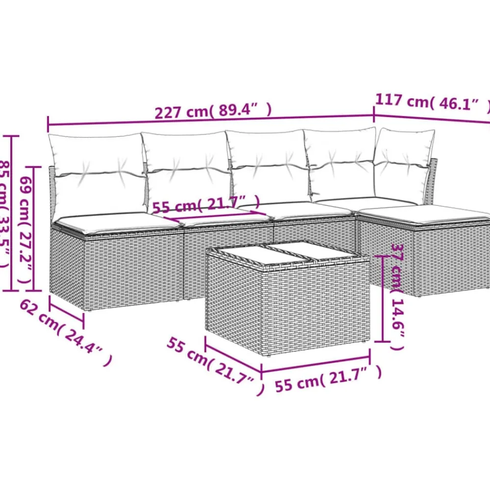 Mobilier De Jardin-vidaXL Salon de jardin 6 pcs avec coussins résine tressée Noir