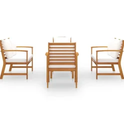 Mobilier De Jardin-vidaXL Salon de jardin 5 pcs avec coussin Bois d'acacia solide Crème