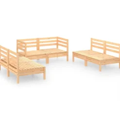 vidaXL Salon de jardin 6 pcs Bois de pin massif