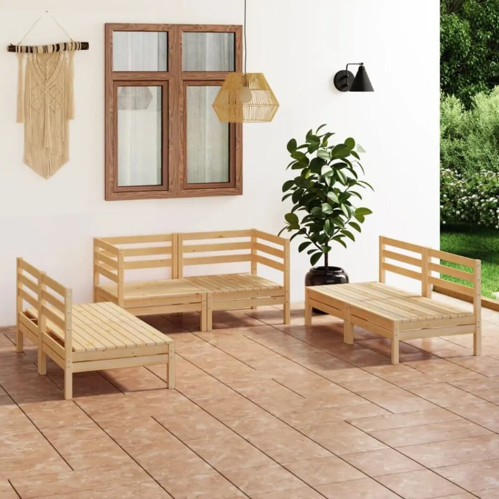 vidaXL Salon de jardin 6 pcs Bois de pin massif