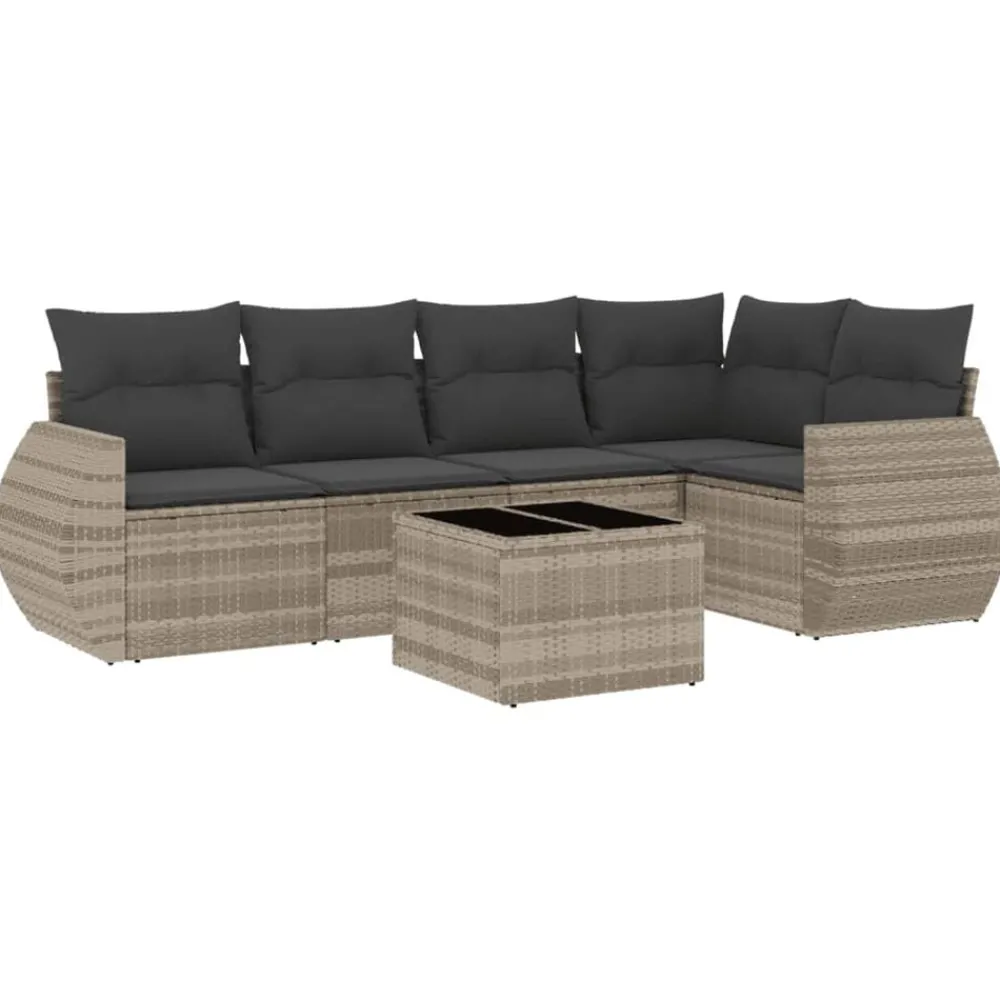 Mobilier De Jardin-vidaXL Salon de jardin 6 pcs avec coussins résine tressée Gris clair