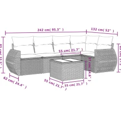 Mobilier De Jardin-vidaXL Salon de jardin 6 pcs avec coussins résine tressée Gris clair