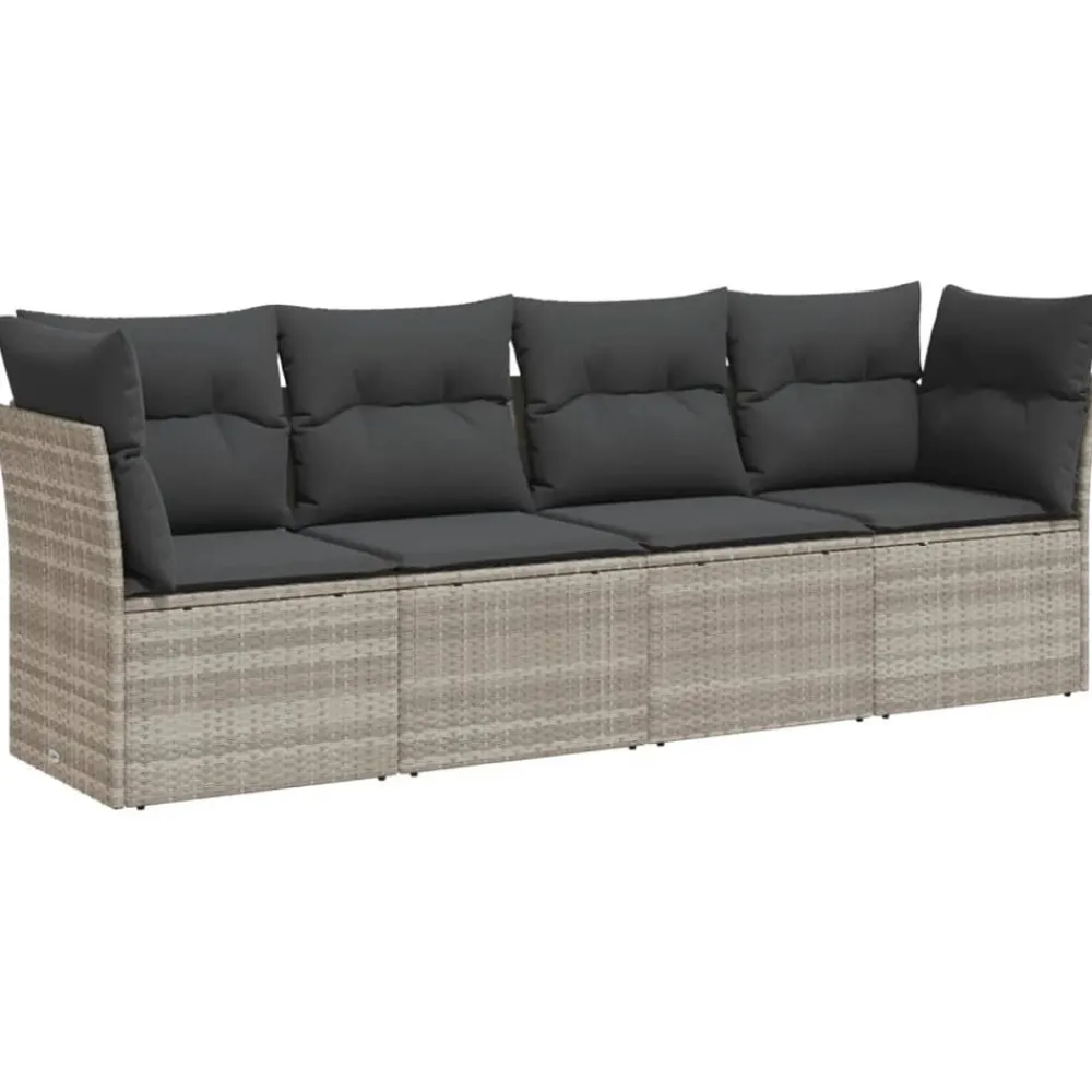 Mobilier De Jardin-vidaXL Salon de jardin 4 pcs avec coussins résine tressée Gris clair