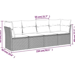 Mobilier De Jardin-vidaXL Salon de jardin 4 pcs avec coussins résine tressée Gris clair