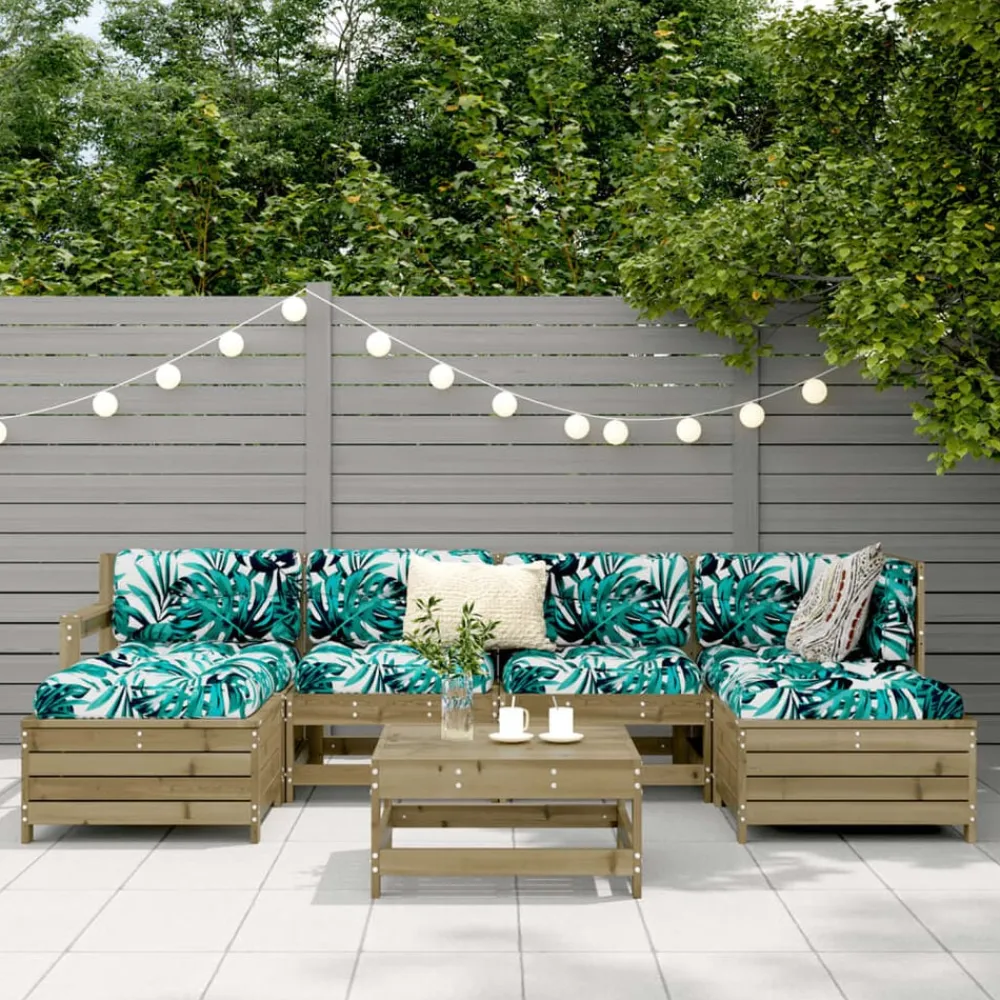 vidaXL Salon de jardin 7 pcs bois de pin imprégné