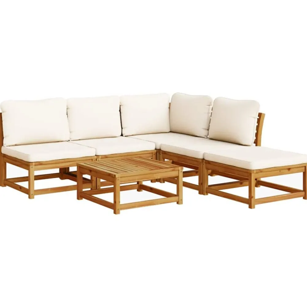 Mobilier De Jardin-vidaXL Salon de jardin 6 pcs avec coussins bois d'acacia solide Crème