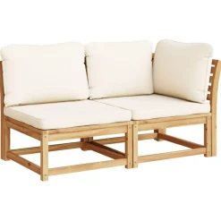 Mobilier De Jardin-vidaXL Salon de jardin 6 pcs avec coussins bois d'acacia solide Crème