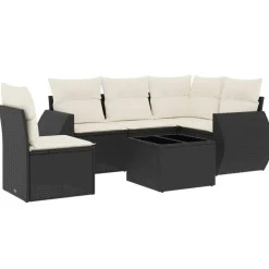 vidaXL Salon de jardin 6 pcs avec coussins noir résine tressée