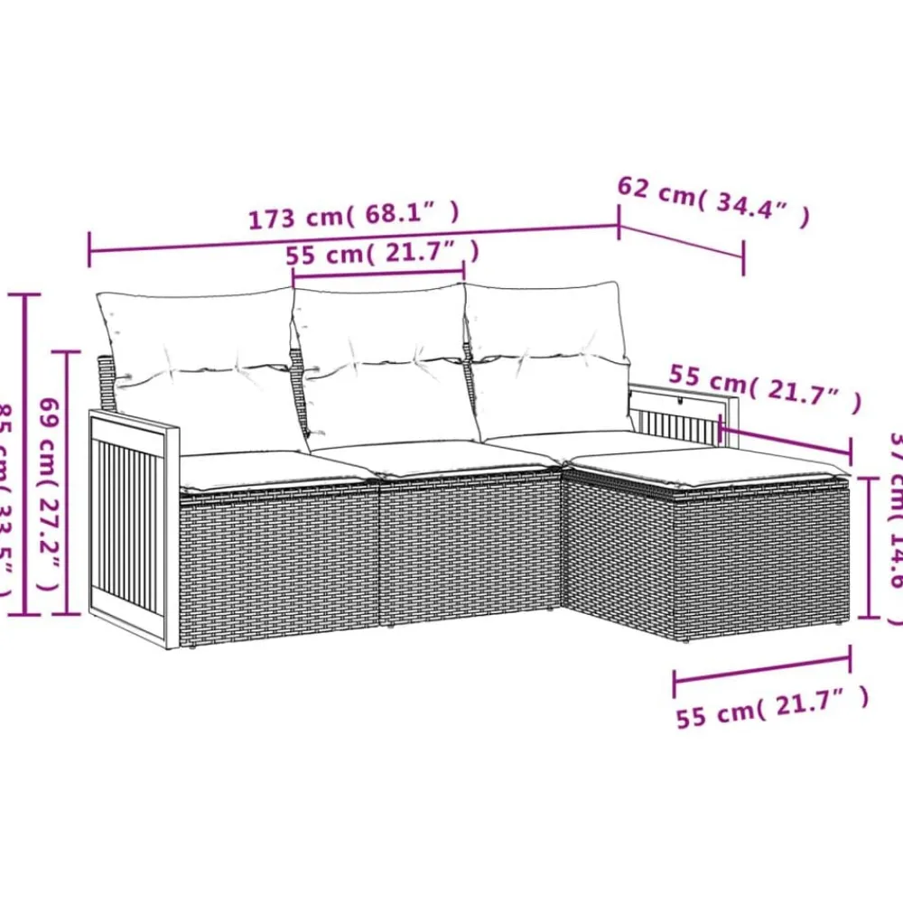 Mobilier De Jardin-vidaXL Salon de jardin avec coussins 4 pcs beige résine tressée beige et gris