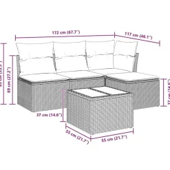 vidaXL Salon de jardin avec coussins 5 pcs beige résine tressée